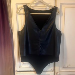Express Faux Leather bodysuit